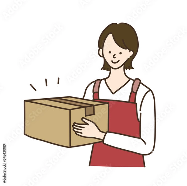 Fototapeta ドローン　ドローン配送　配達　ダンボール　輸送