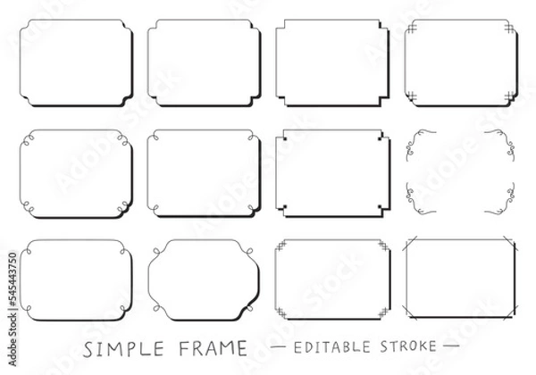 Fototapeta シンプルな線のフレームセット 影つき