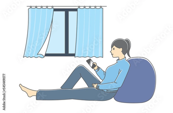 Fototapeta 部屋でリラックスする女性