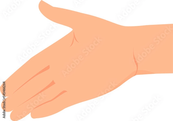 Fototapeta Outstretched hand with open palm. Friendship gesture. Transparent background. 