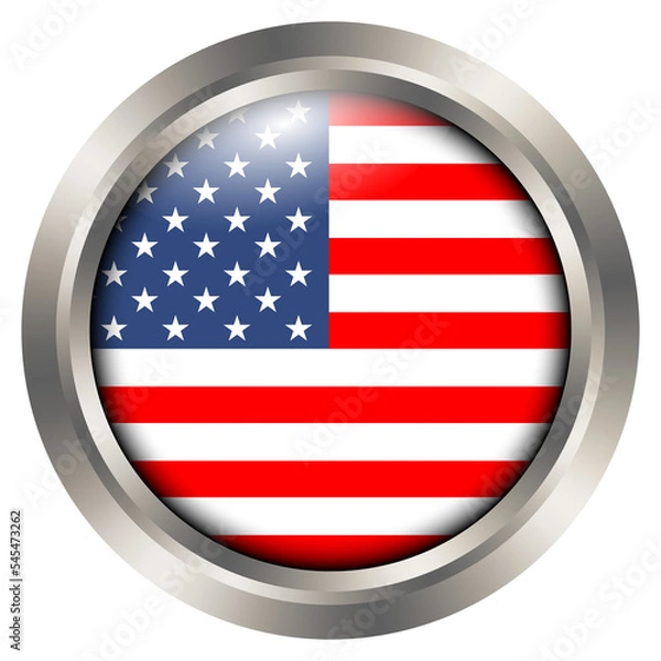 Fototapeta american flag badge icon illustration, with embossed or 3d effect