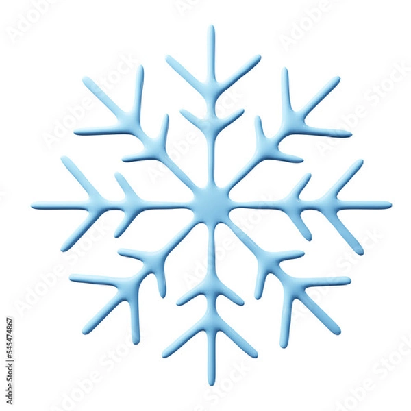Obraz Snowflake 3d render png design. Light blue