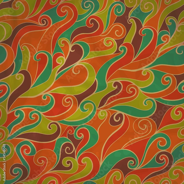 Obraz Seamless wave hand-drawn pattern, waves background (seamlessly t