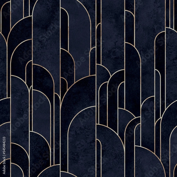 Fototapeta Art deco style geometric forms seamless pattern background