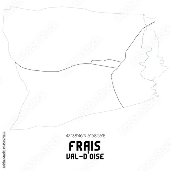 Obraz FRAIS Val-d'Oise. Minimalistic street map with black and white lines.