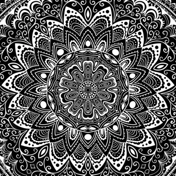 Fototapeta ornamental lace pattern, circle background with many details, lo