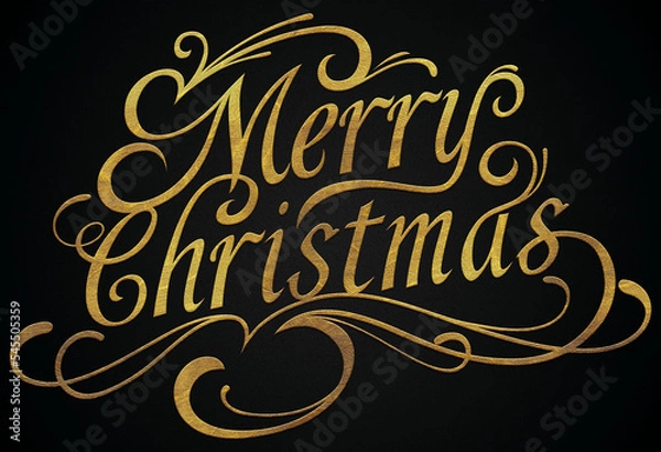 Obraz Merry christmas golden calligraphy design banner