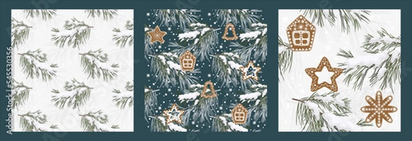 Obraz Christmas and Happy New Year seamless pattern. Vector design template.