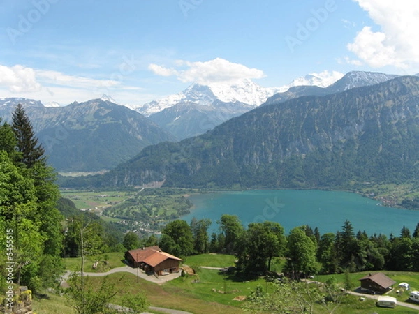Fototapeta Swiss Alps Landscape, Lake and Mountains