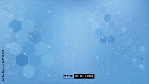 Obraz Modern medical digital technology hexagon dotted line abstract background. Vector illustration.