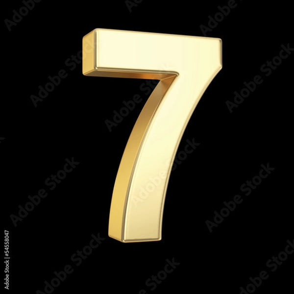 Fototapeta Number seven - golden number with clipping path
