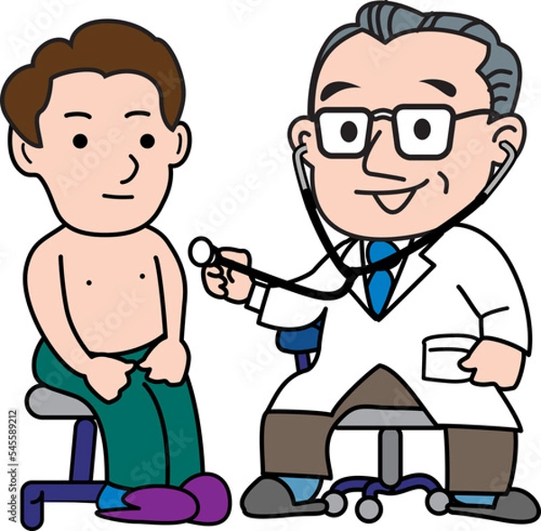 Fototapeta 聴診器をあてる医者と患者
