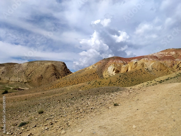 Obraz Mars in Altai Mountains, Altai Republic, Russia, Siberia.. Nature environment background red mountains in Kyzyl-Chin valley, also called Mars 1 valley.