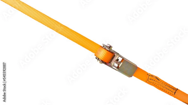 Obraz cargo lashing rope on isolated white background. Sews a ratchet strap