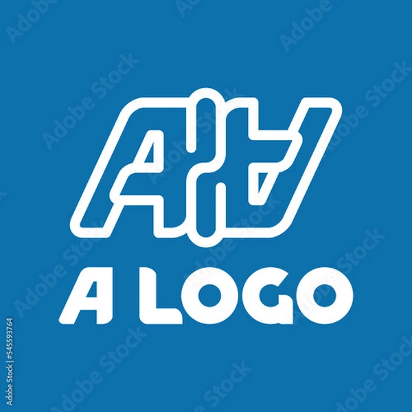 Fototapeta Vector logo with the letter A on a blue background. Logo for a window company. Vector emblem with two letters A. Corporate identity for a construction company in white and blue shades.