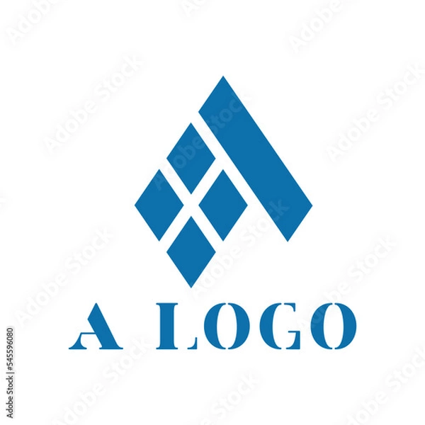 Fototapeta Vector logo for a construction and window company. Illustration with letter A. Window symbol. Blue minimalistic logo on a white background.
