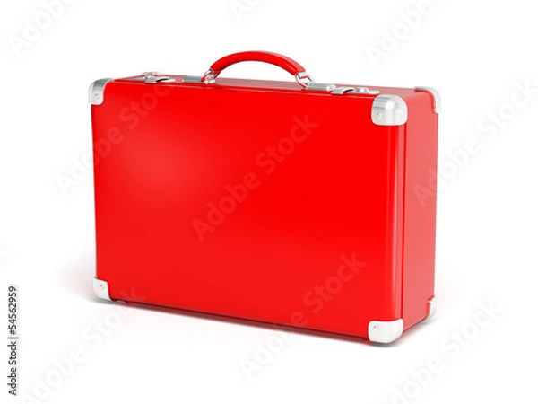 Obraz Red suitcase isolated on a white background