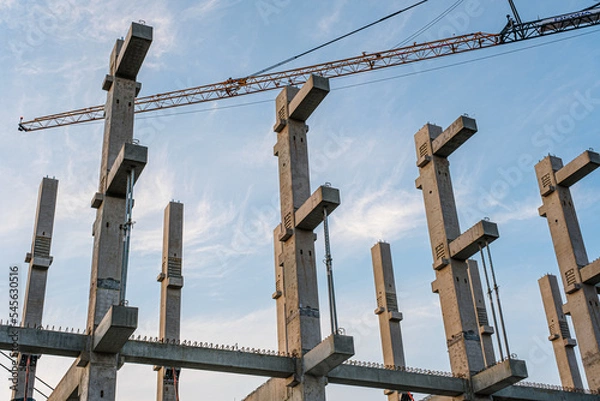 Fototapeta concrete beams on construction site