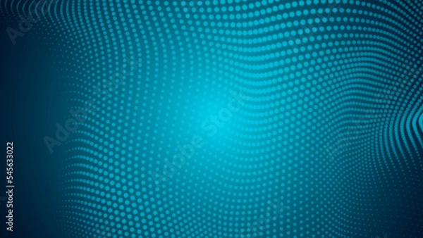 Fototapeta Abstract dot pattern blue green wave light gradient texture technology background.