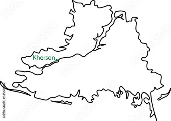 Fototapeta Map of Kherson, Ukraine. Schematic representation of the Kherson region. War in Ukraine 2022. Liberation of Kherson.