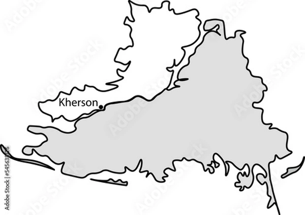 Fototapeta Map of Kherson, Ukraine. Schematic representation of the Kherson region. War in Ukraine 2022. Liberation of Kherson.