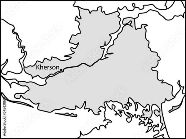 Fototapeta Map of Kherson, Ukraine. Schematic representation of the Kherson region. War in Ukraine 2022. Liberation of Kherson.