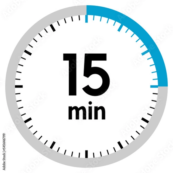 Fototapeta 15 minutes,concept of time,timer,clock illustration,vector.