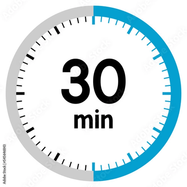 Fototapeta 30 minutes,concept of time,timer,clock illustration,vector.