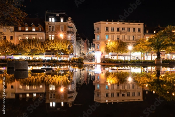 Obraz Long exposure of water with reflections of the city