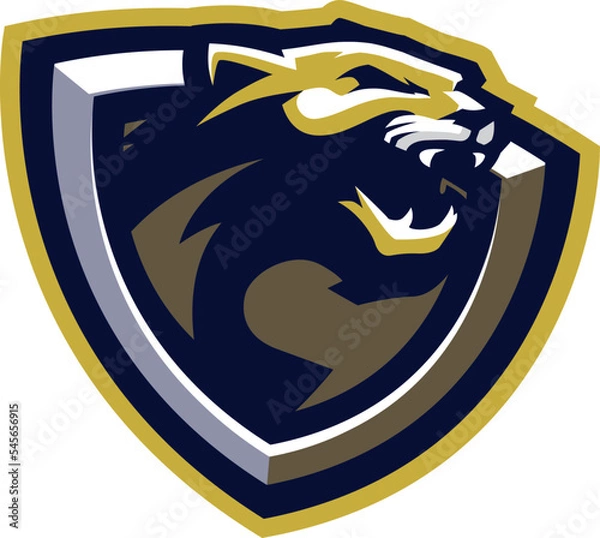 Fototapeta Vector logo Illustration, team mascot, with the image of a Puma inside a shield, fit for different sports and e-sports organizations.