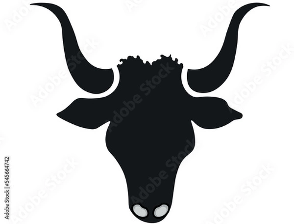 Obraz Black buffalo vector mascot icon of wild bull or african bison bovine animal muzzle or snout with horns. Isolated emblem or blazon for sport team, nature adventure club or tattoo sign