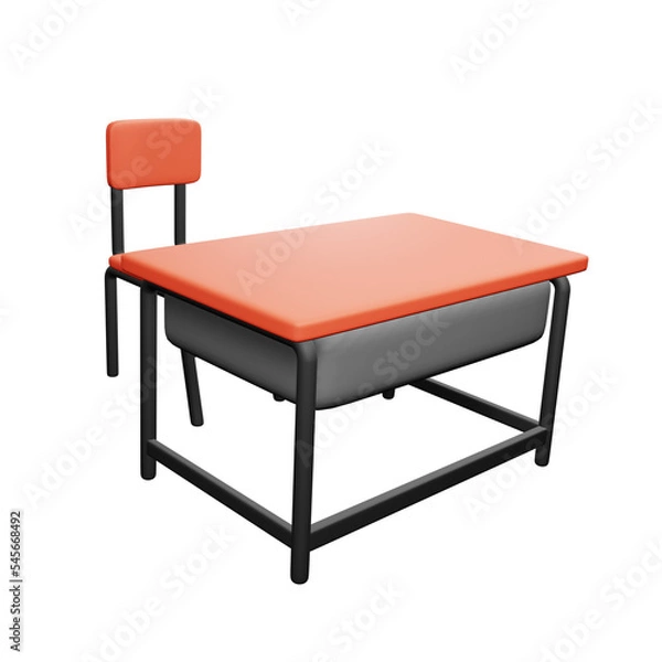 Fototapeta PNG 3d rendering of school desk for your content asset needs