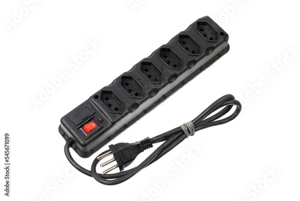 Obraz power strip, isolated on white, studio shot.