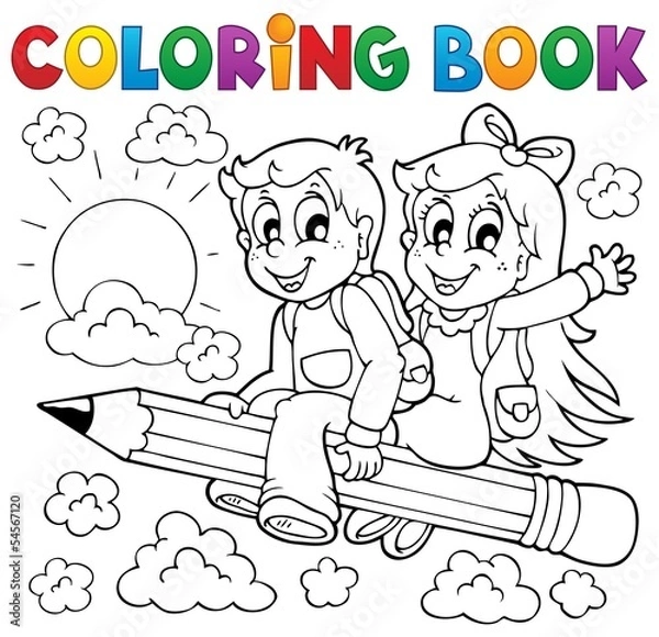 Fototapeta Coloring book pupil theme 3