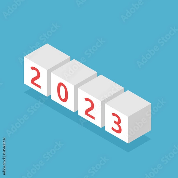 Obraz 2023 number isometric blocks. New Year, holiday, party, celebration, strategy and planning concept. Flat design. Vector illustration. EPS 8, no transparency