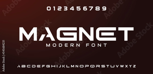 Fototapeta Abstract digital modern alphabet font. Logo creative font, type, technology, movie, digital, music, movie. Font and illustration in vector format.