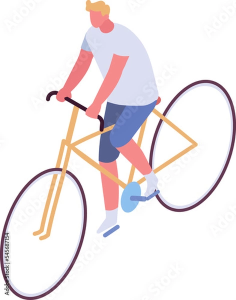 Obraz man riding bicycle isometric character