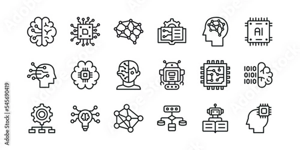 Fototapeta Machine learning icon set. Vector graphic illustration.