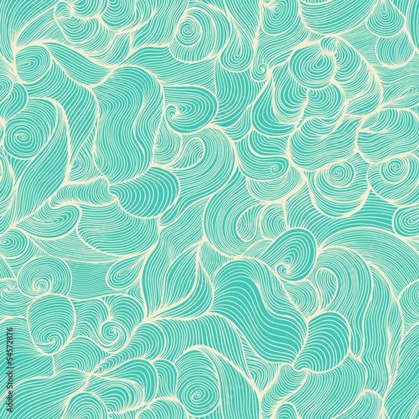 Obraz seamless abstract hand-drawn pattern, waves background. Seamless