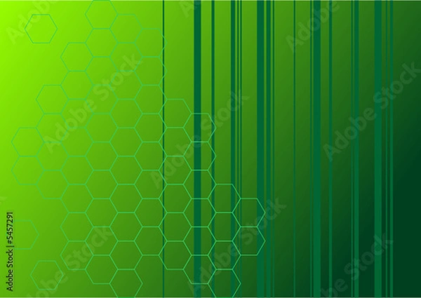 Obraz Green abstract background with stripes and hexagons