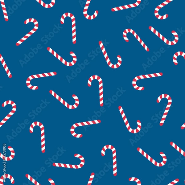 Fototapeta Christmas candy pattern on blue background.