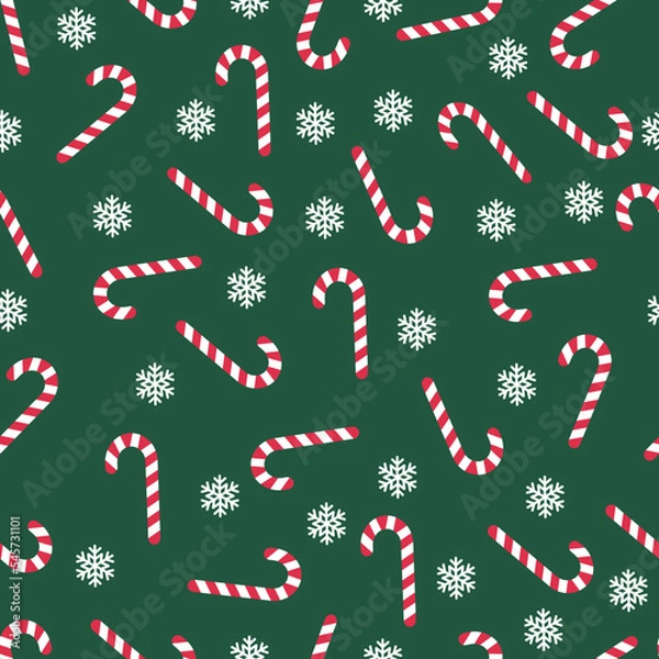 Fototapeta Christmas candy pattern on blue background.