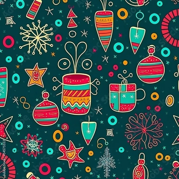 Fototapeta abstract pattern with christmas decorations