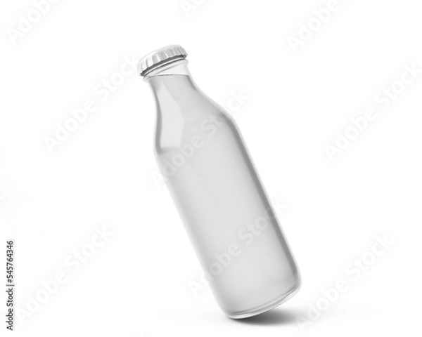 Fototapeta blank clear glass bottle with transparent background. 3D render.