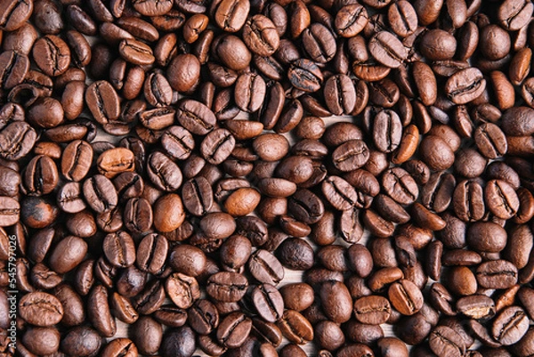 Obraz Closeup of brown roasted coffee beans background