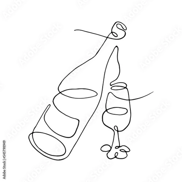 Fototapeta thin line bottle. glass. modern simple lineart graphic art design isolated. illustration. vector