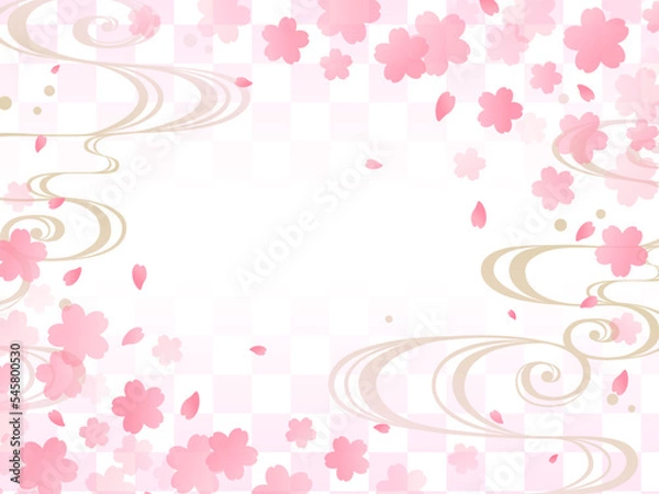 Fototapeta 優しくエレガントな桜の和風背景_ベクターイラスト