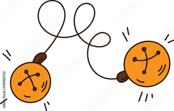 Fototapeta Christmas Jingle bells. Doodle simple line elements