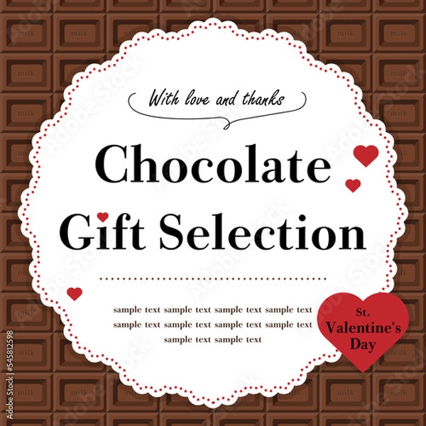 Obraz チョコレート×レース　フレーム・背景素材／サンプル文字入り（正方形）