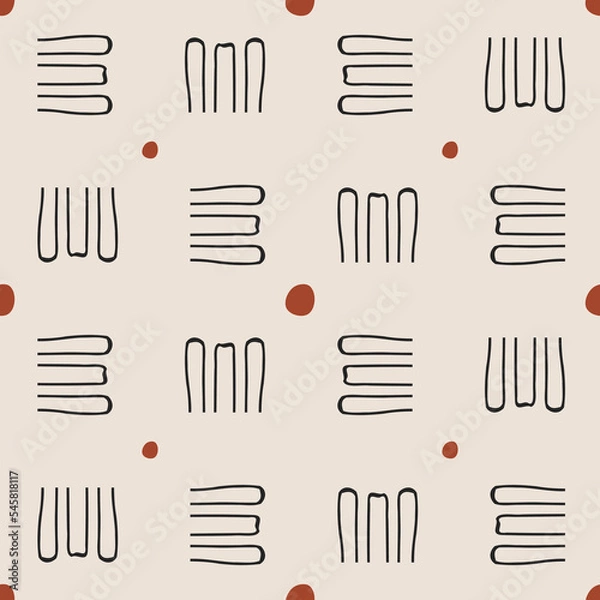 Fototapeta Seamless pattern with abstract elements. Boho style.